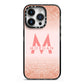 Personalised Printed Glitter Name Initials iPhone 14 Pro Black Impact Case on Silver phone