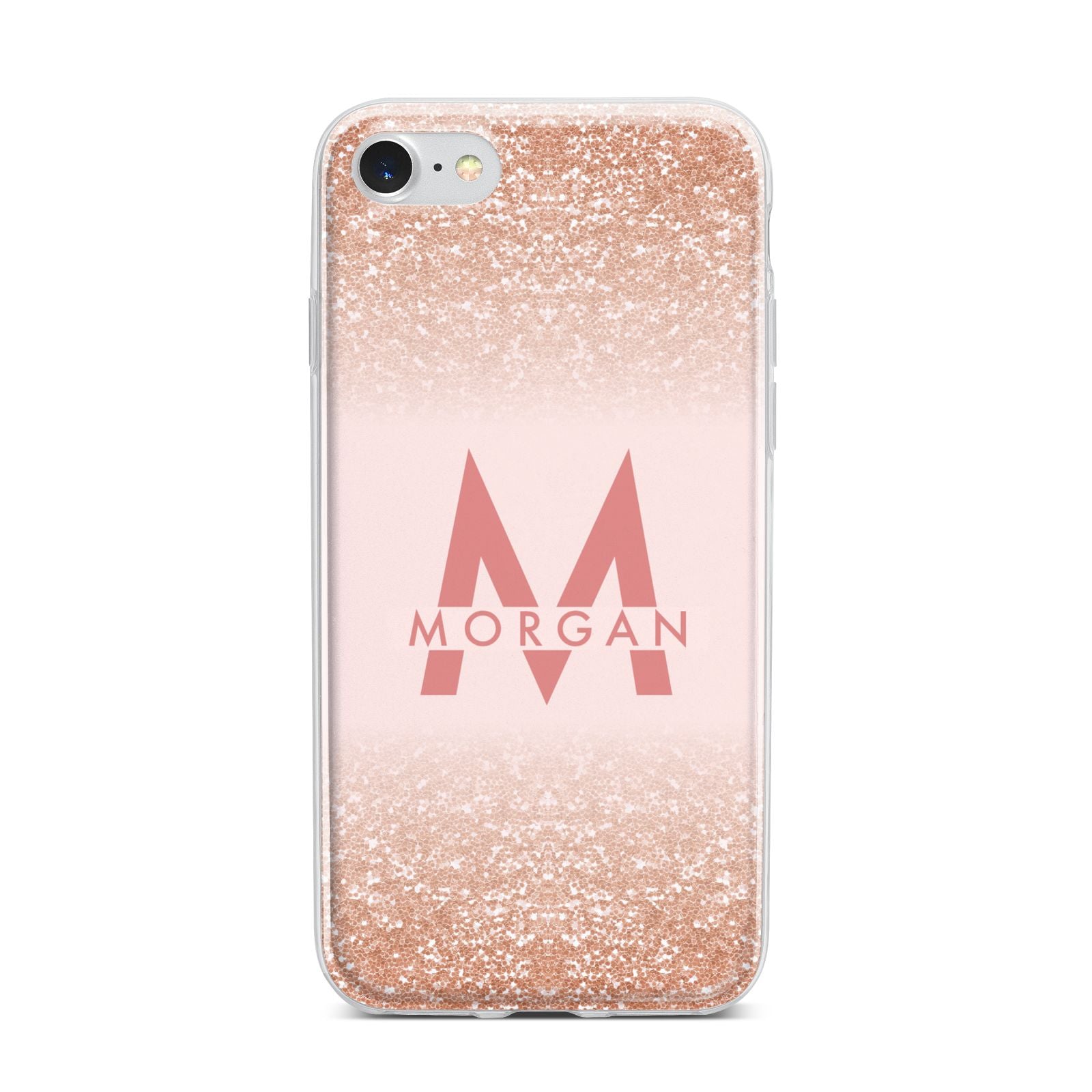 Personalised Printed Glitter Name Initials iPhone 7 Bumper Case on Silver iPhone