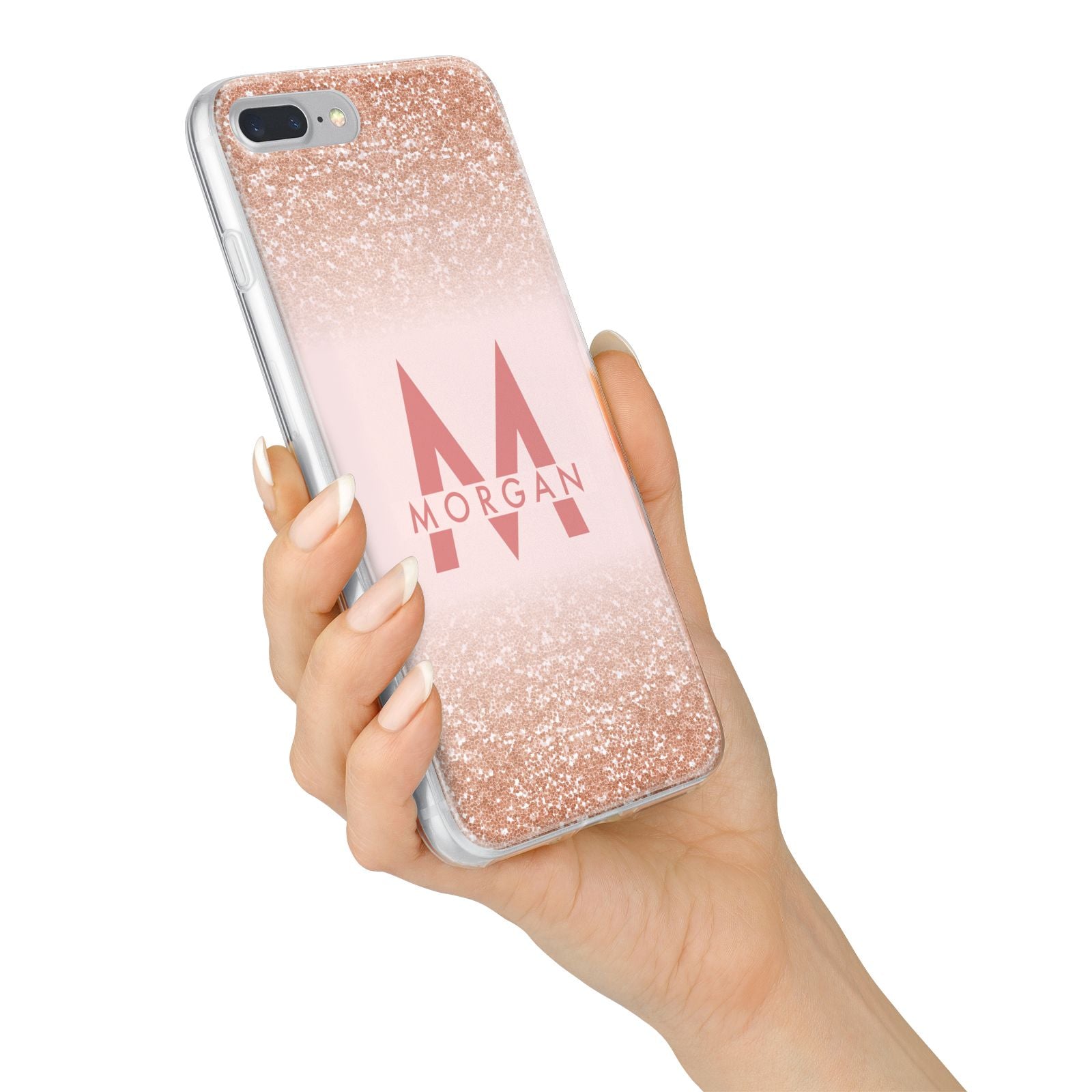 Personalised Printed Glitter Name Initials iPhone 7 Plus Bumper Case on Silver iPhone Alternative Image