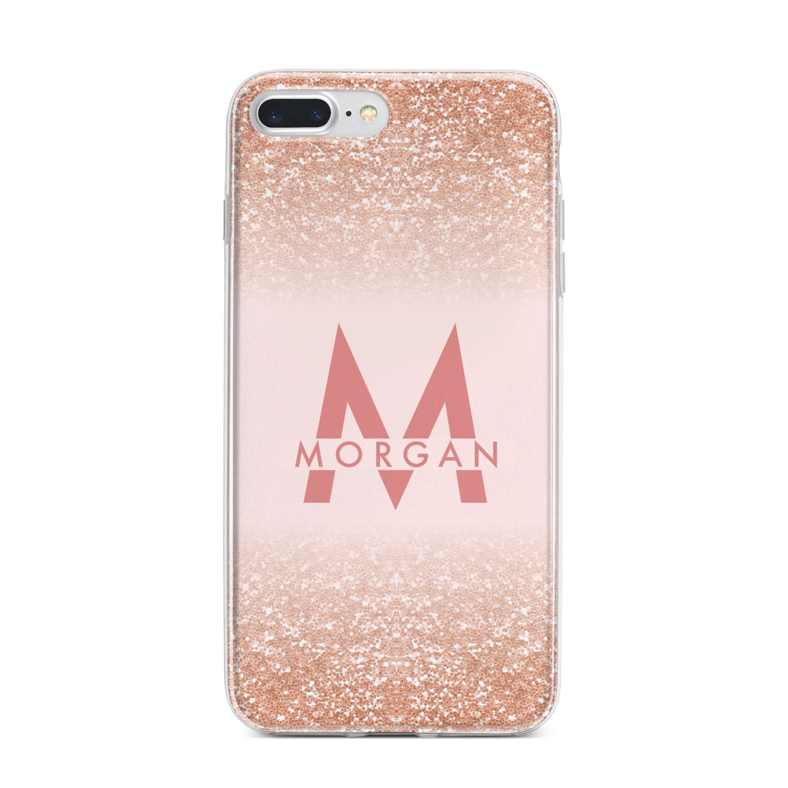 Personalised Printed Glitter Name Initials iPhone 7 Plus Bumper Case on Silver iPhone
