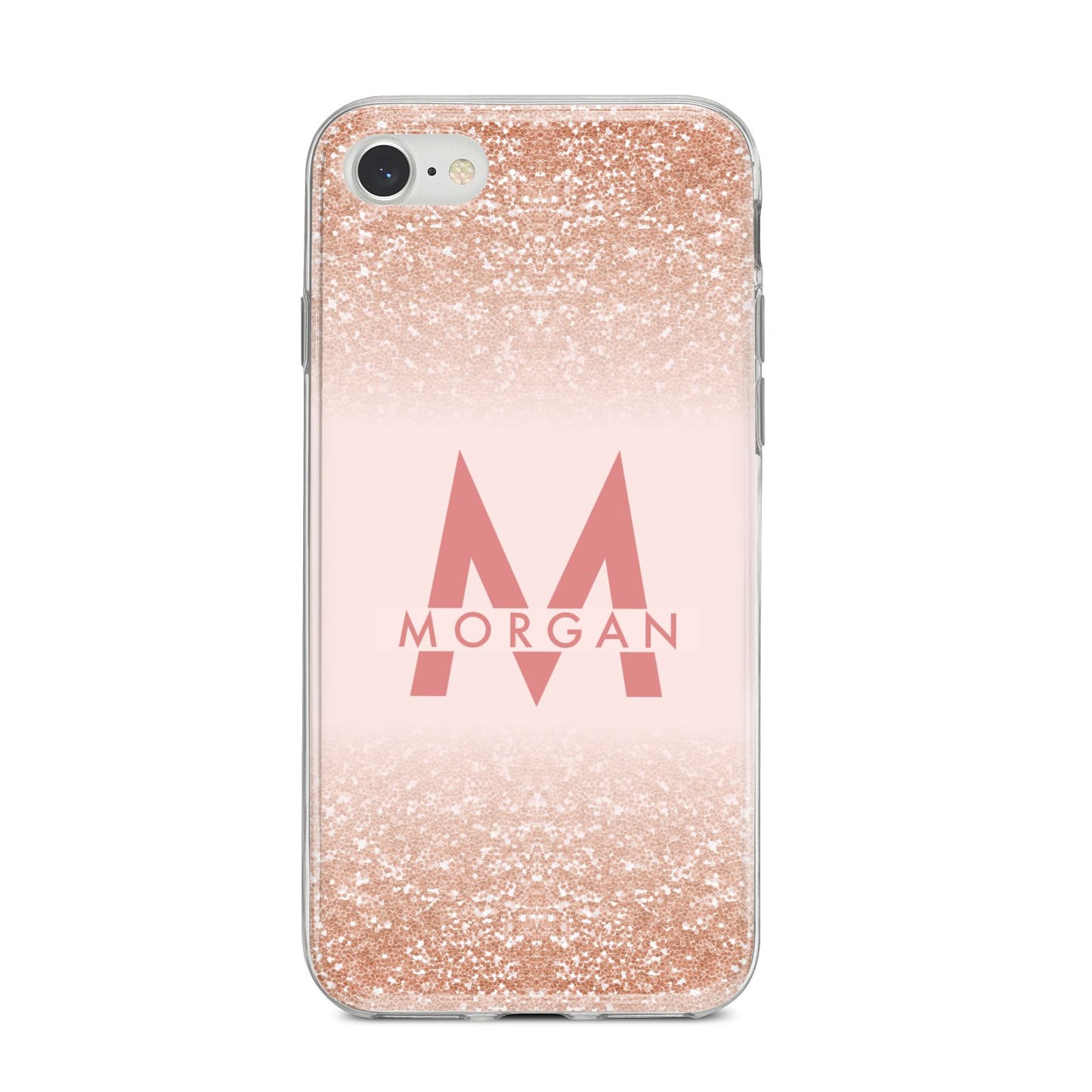 Personalised Printed Glitter Name Initials iPhone 8 Bumper Case on Silver iPhone