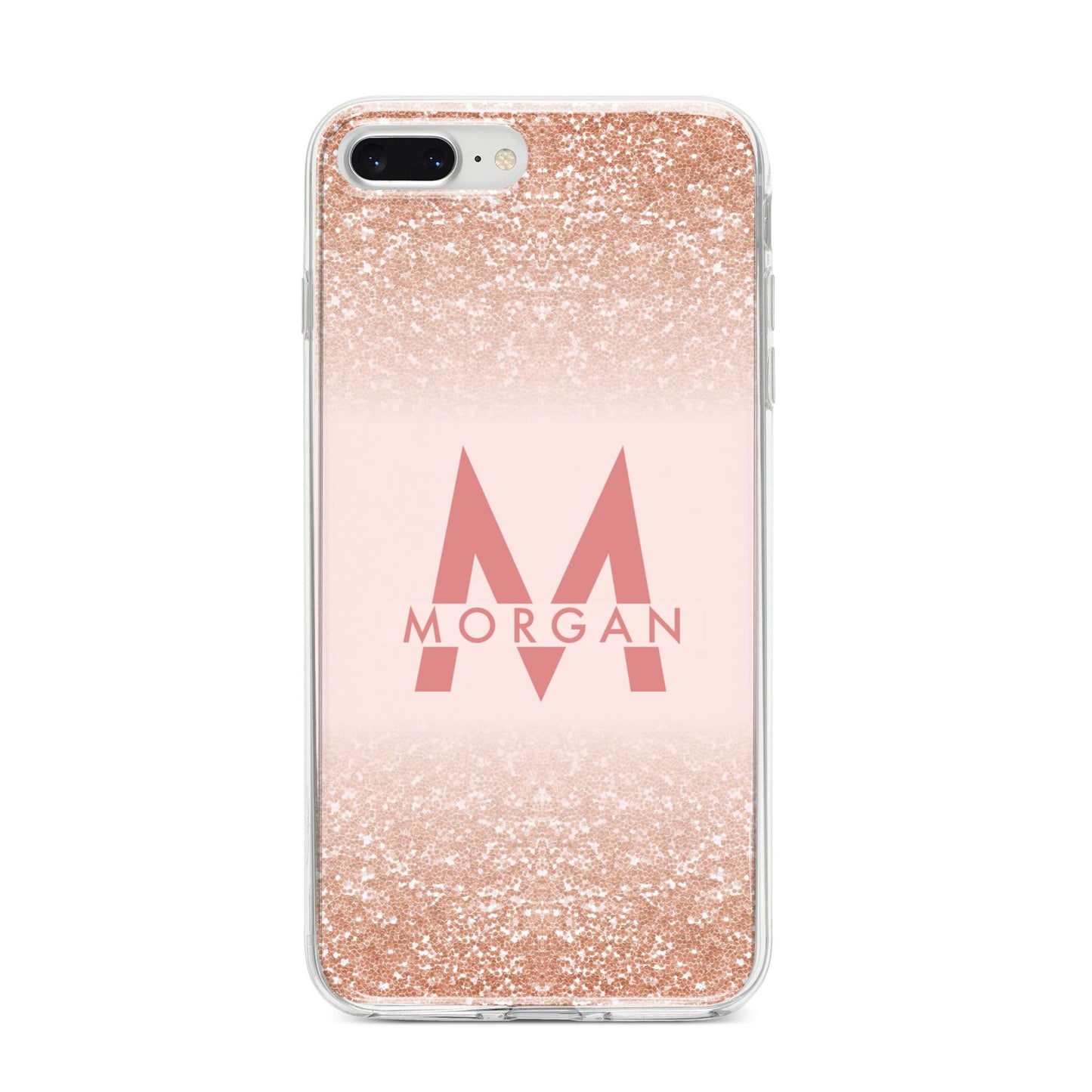 Personalised Printed Glitter Name Initials iPhone 8 Plus Bumper Case on Silver iPhone