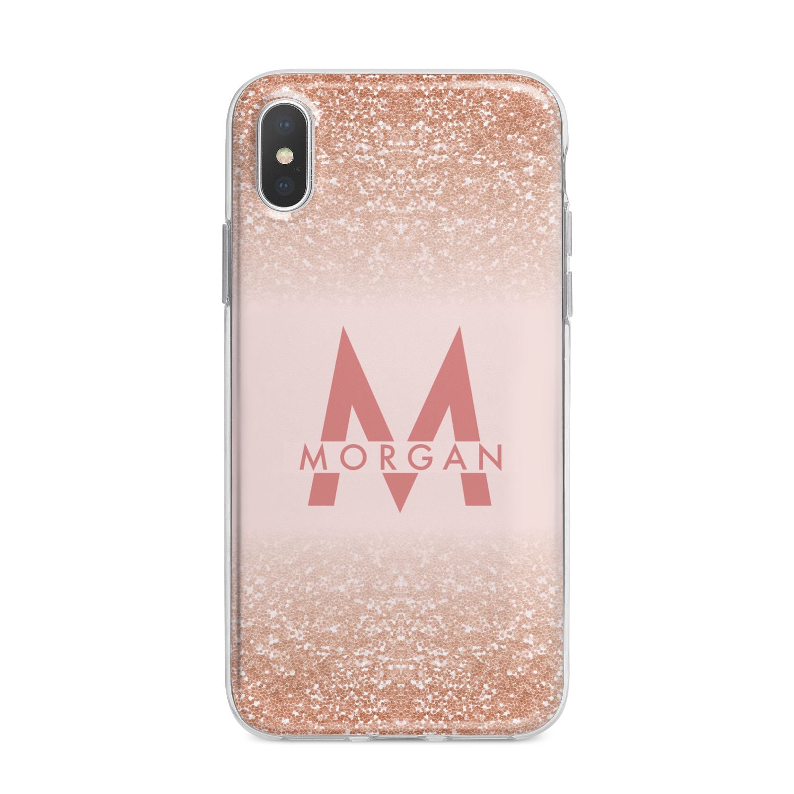 Personalised Printed Glitter Name Initials iPhone X Bumper Case on Silver iPhone Alternative Image 1