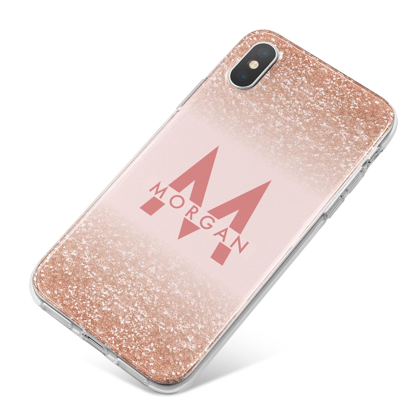 Personalised Printed Glitter Name Initials iPhone X Bumper Case on Silver iPhone