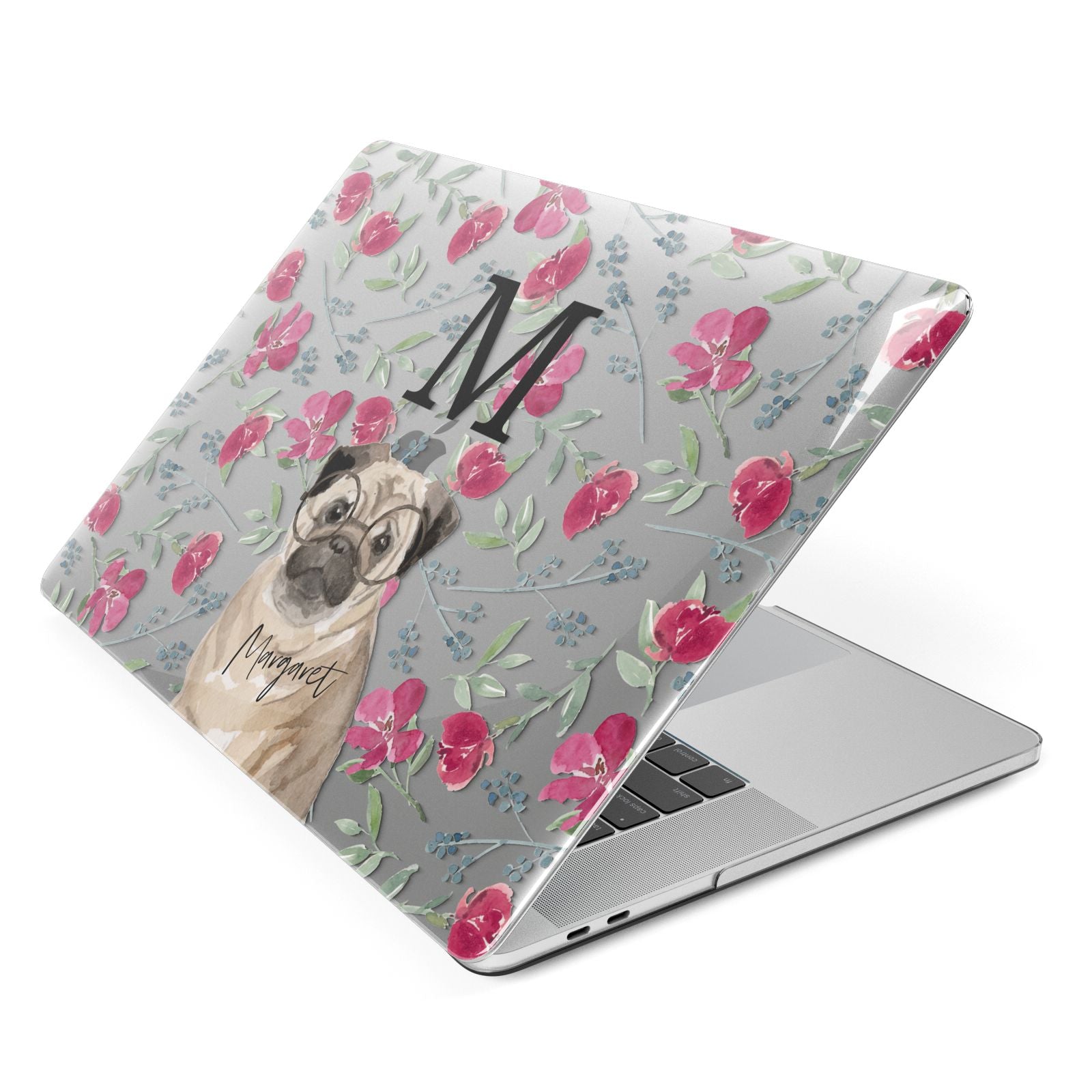 Personalised Pug Dog Apple MacBook Case Side View