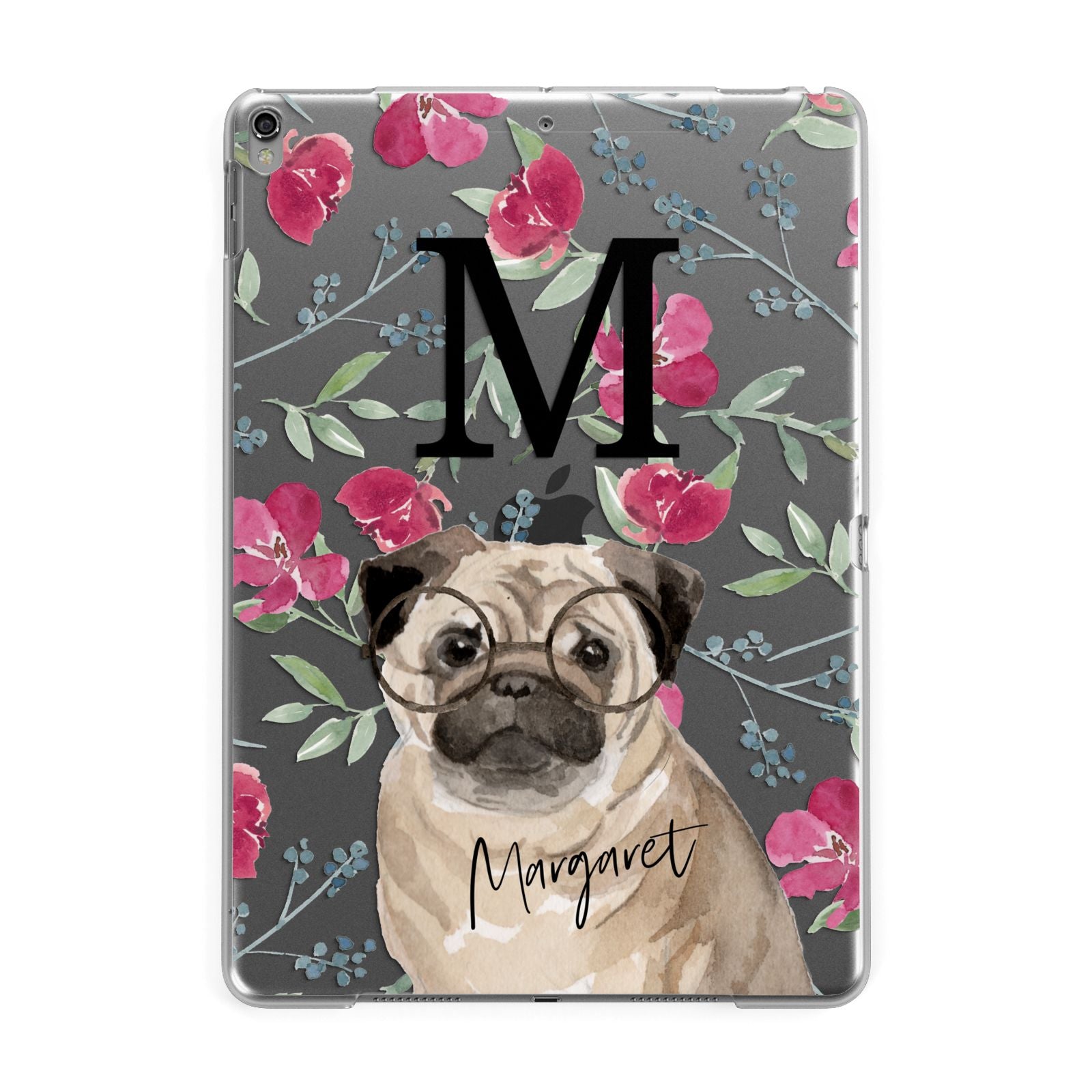 Personalised Pug Dog Apple iPad Grey Case