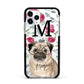 Personalised Pug Dog Apple iPhone 11 Pro in Silver with Black Impact Case