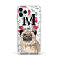 Personalised Pug Dog Apple iPhone 11 Pro in Silver with White Impact Case