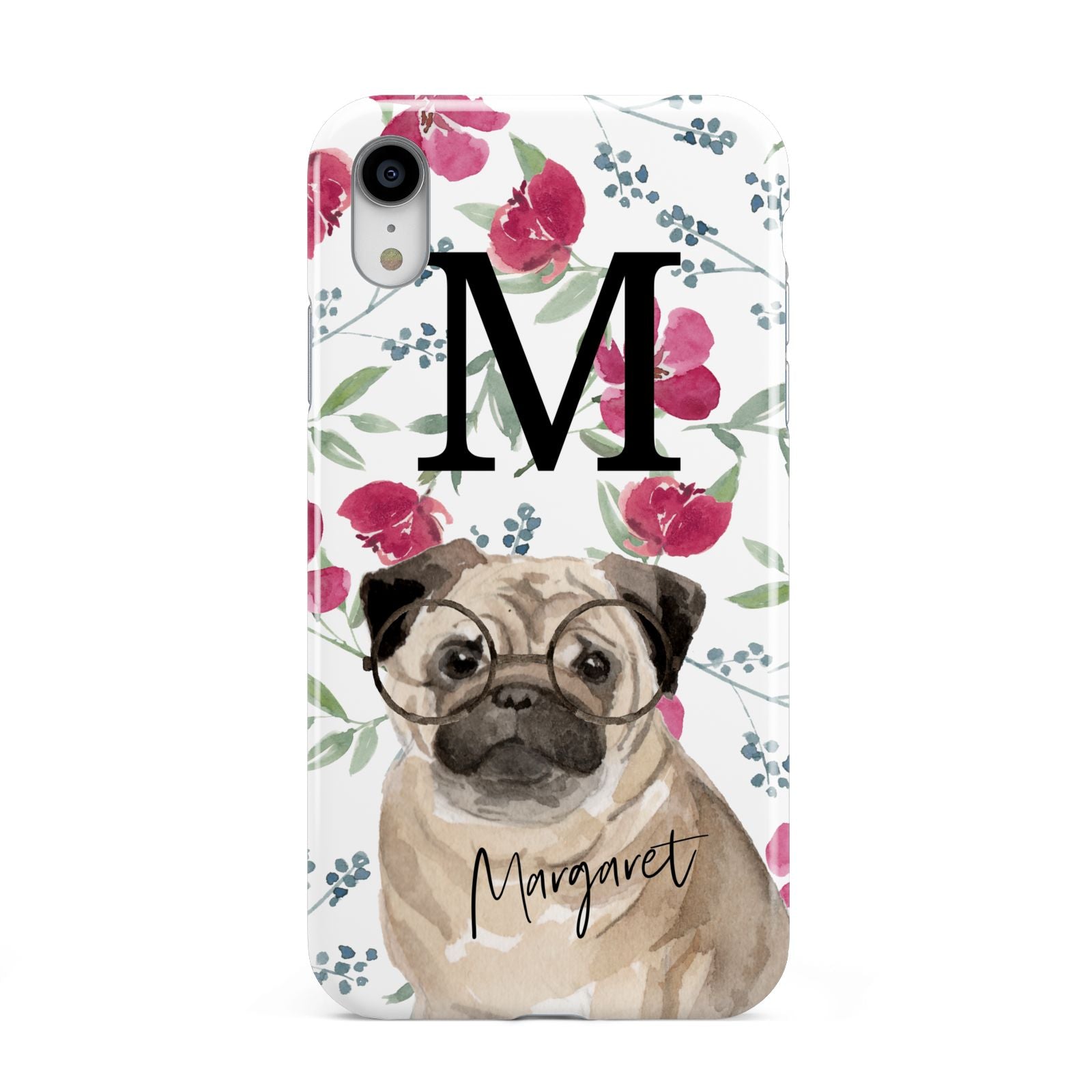 Personalised Pug Dog Apple iPhone XR White 3D Tough Case