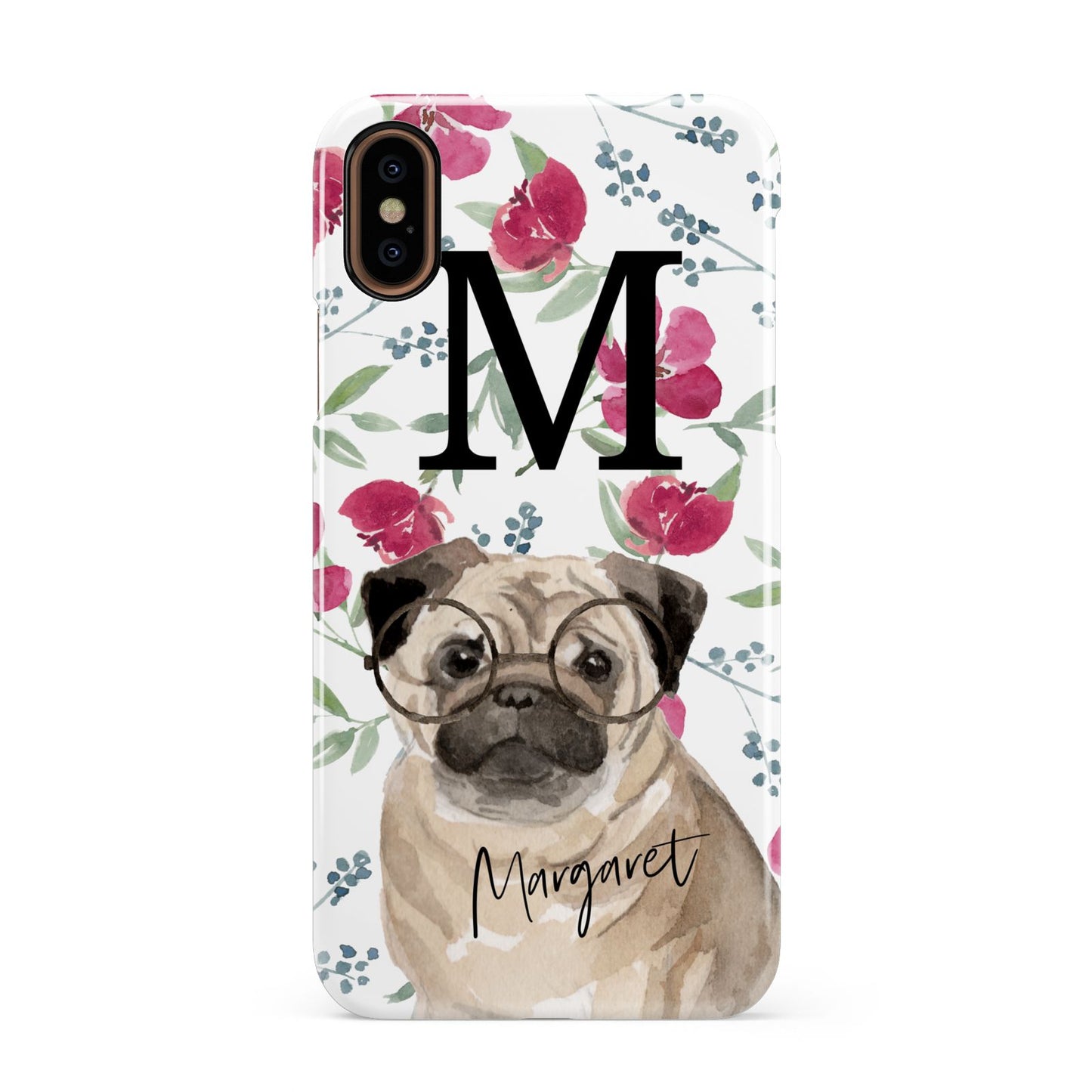 Personalised Pug Dog Apple iPhone XS 3D Snap Case