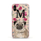 Personalised Pug Dog Apple iPhone Xs Impact Case Pink Edge on Gold Phone