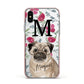 Personalised Pug Dog Apple iPhone Xs Impact Case Pink Edge on Silver Phone