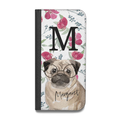 Personalised Pug Dog Vegan Leather Flip iPhone Case
