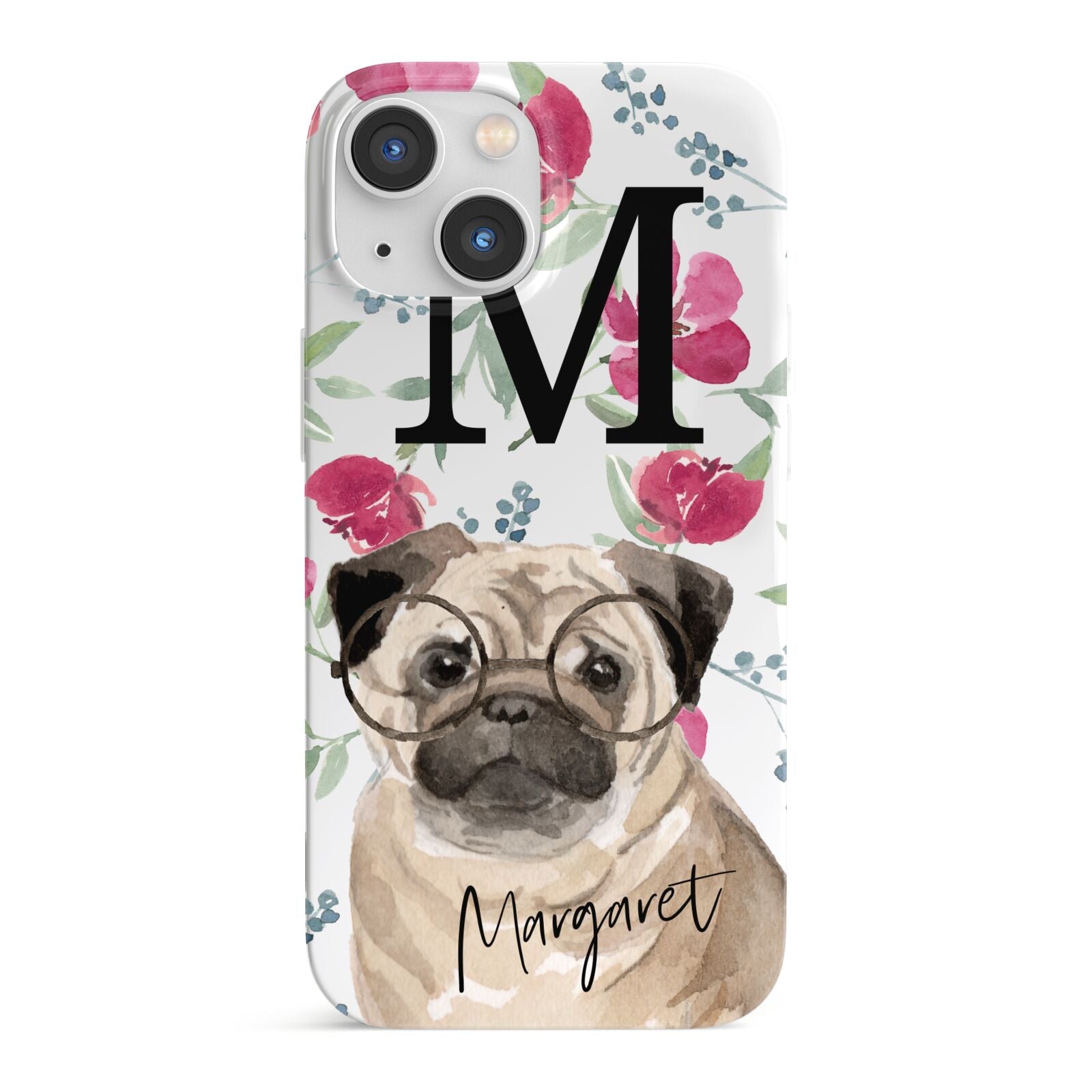 Personalised Pug Dog iPhone 13 Mini Full Wrap 3D Snap Case