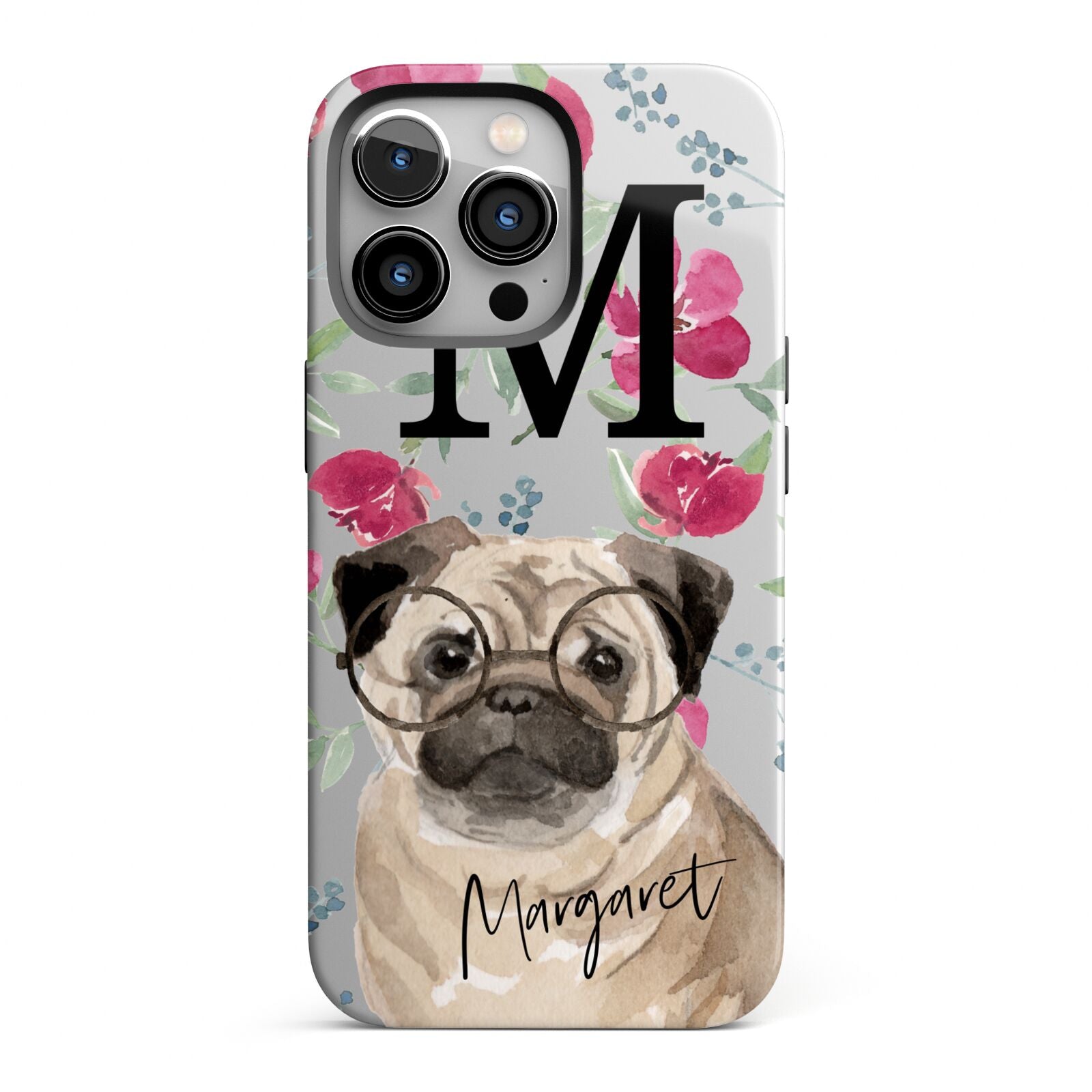 Personalised Pug Dog iPhone 13 Pro Full Wrap 3D Tough Case