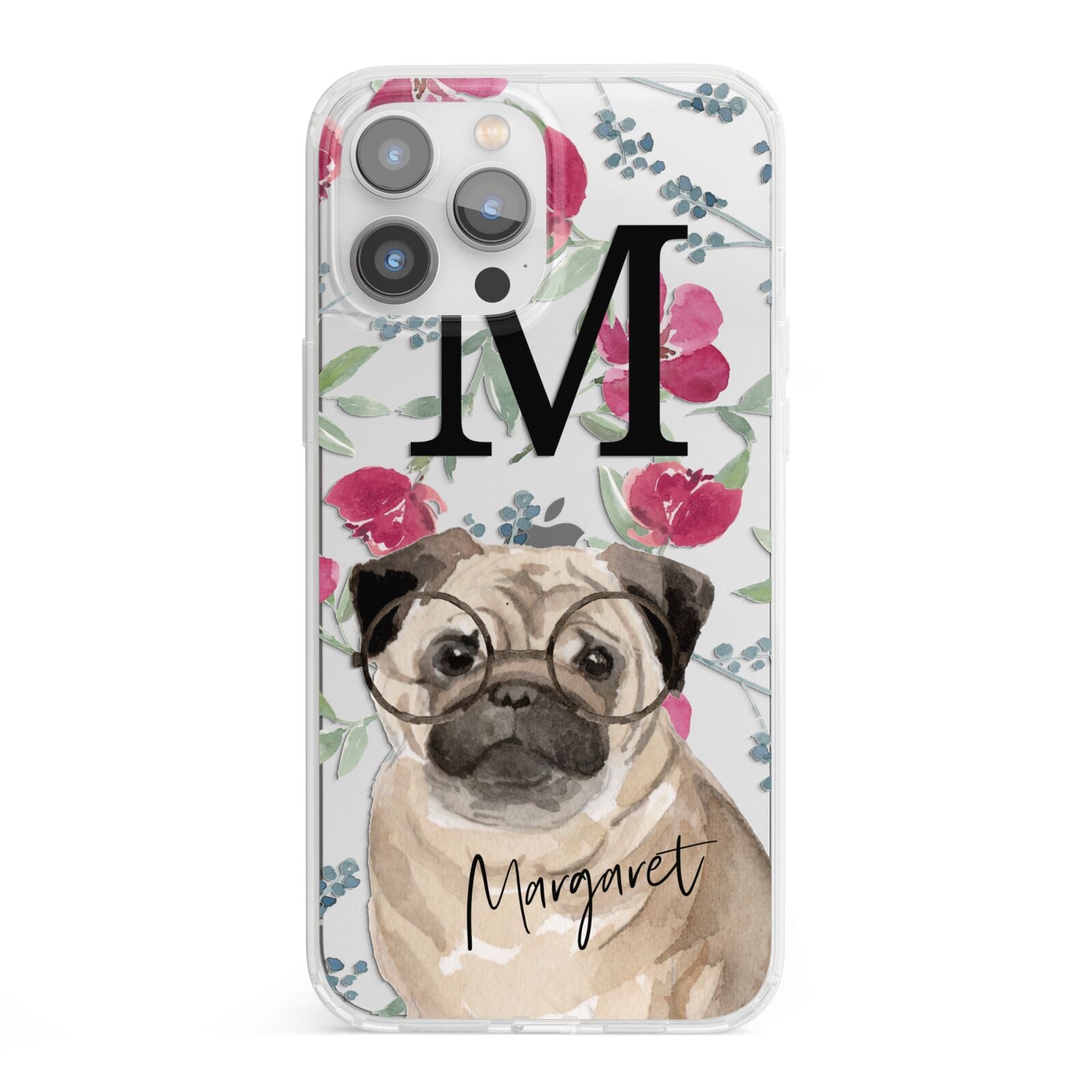 Personalised Pug Dog iPhone 13 Pro Max Clear Bumper Case