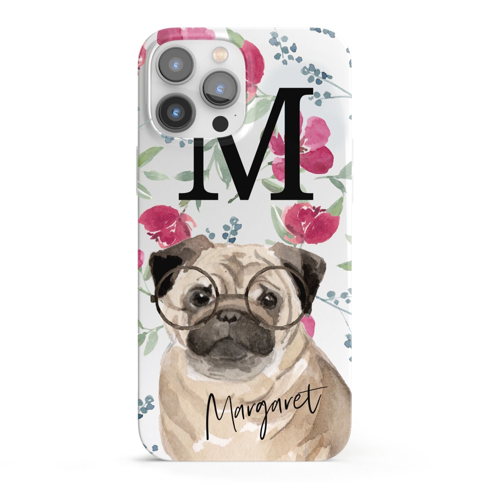Personalised Pug Dog iPhone 13 Pro Max Full Wrap 3D Snap Case
