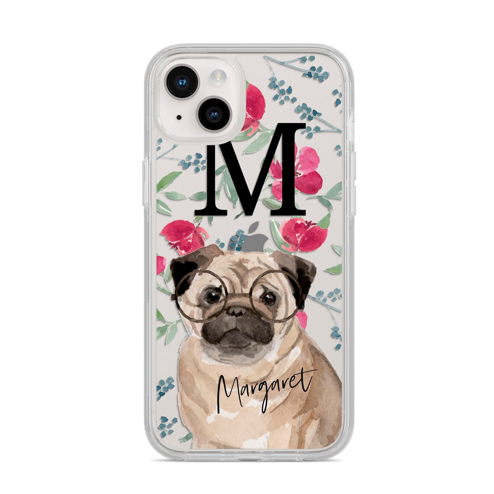 Personalised Pug Dog iPhone 14 Plus Clear Tough Case Starlight
