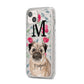 Personalised Pug Dog iPhone 14 Plus Glitter Tough Case Starlight Angled Image