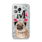 Personalised Pug Dog iPhone 14 Pro Max Glitter Tough Case Silver