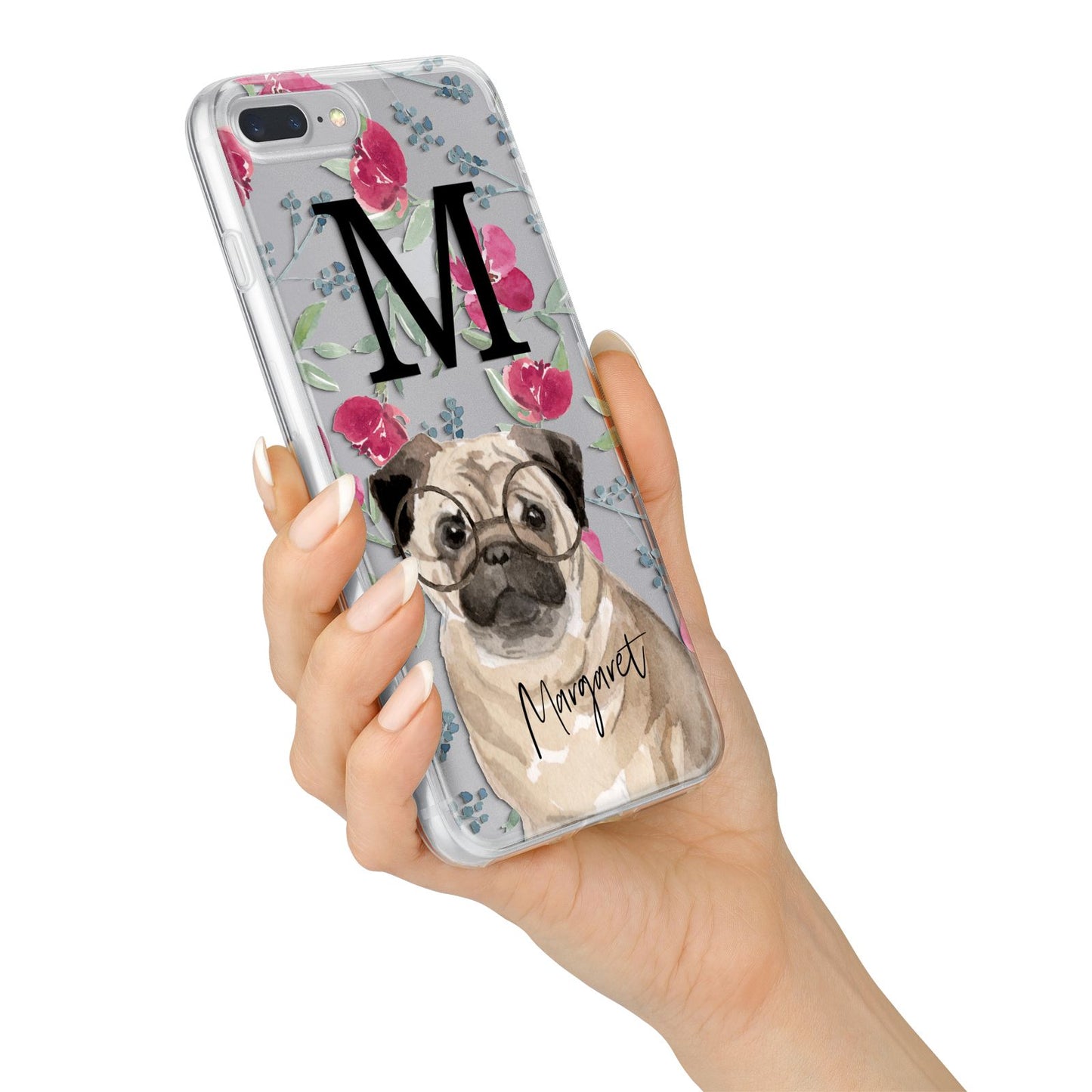 Personalised Pug Dog iPhone 7 Plus Bumper Case on Silver iPhone Alternative Image