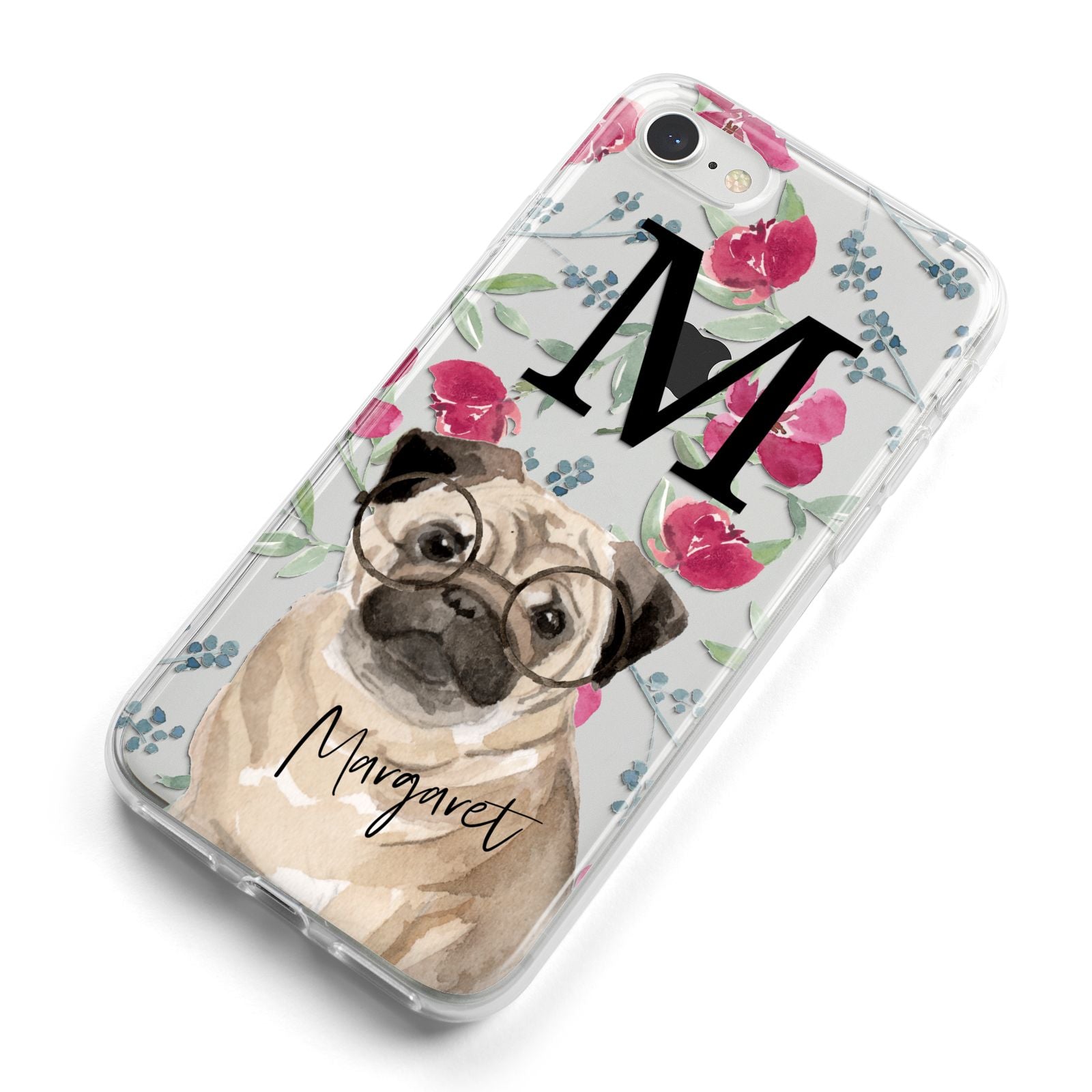 Personalised Pug Dog iPhone 8 Bumper Case on Silver iPhone Alternative Image