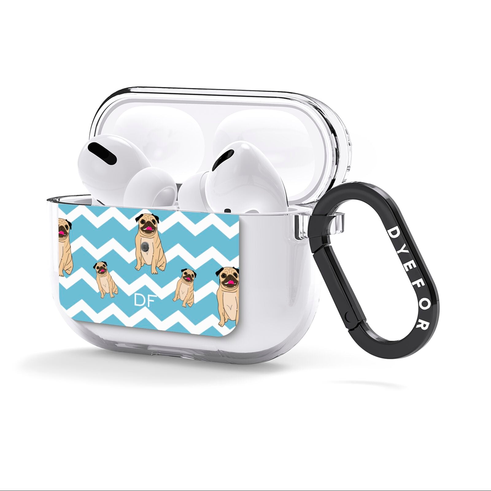 Personalised Pug Initials AirPods Clear Case 3rd Gen Side Image