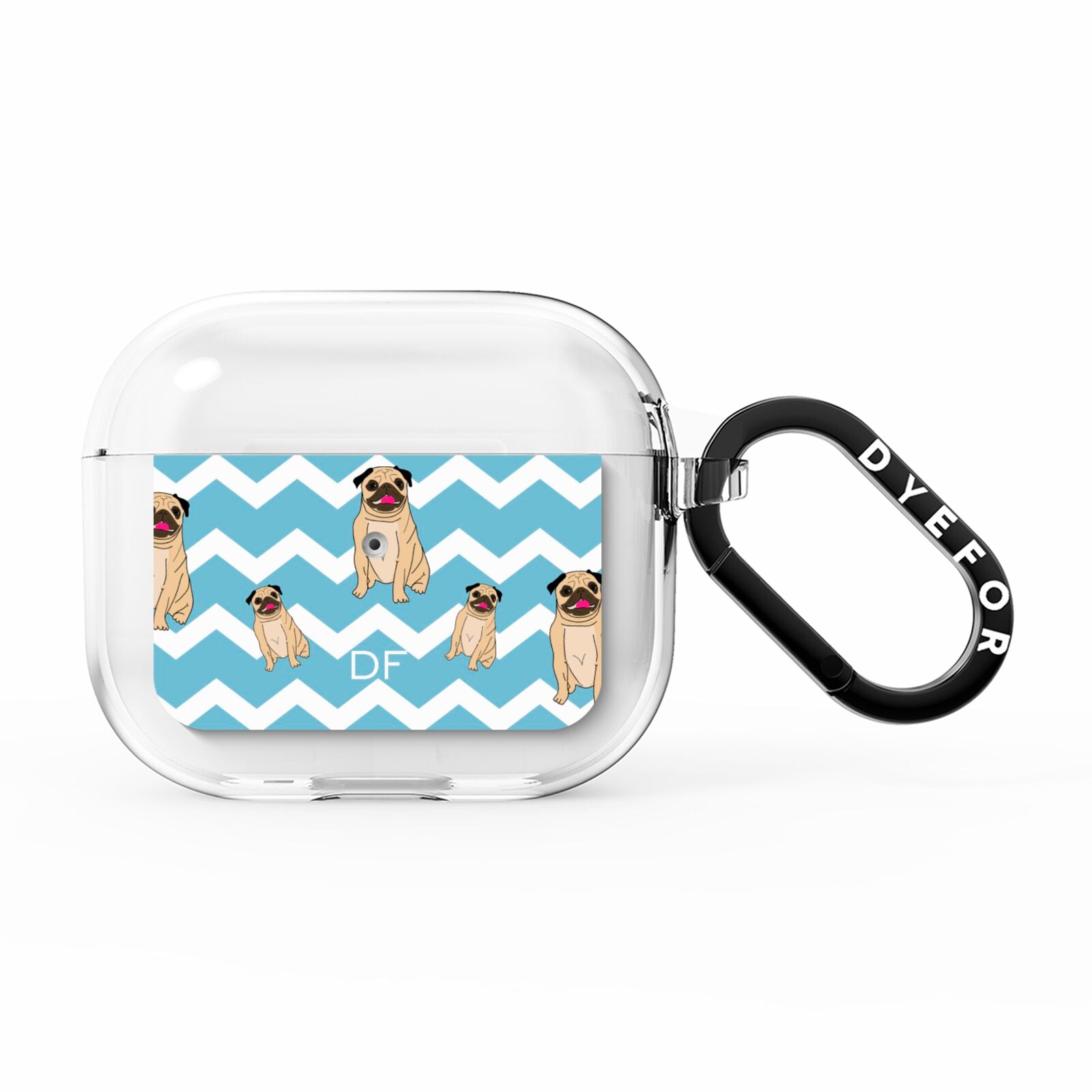 Personalised Pug Initials AirPods Clear Case 3rd Gen
