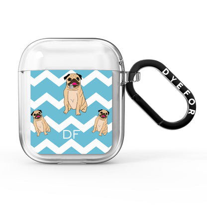 Personalised Pug Initials AirPods Clear Case