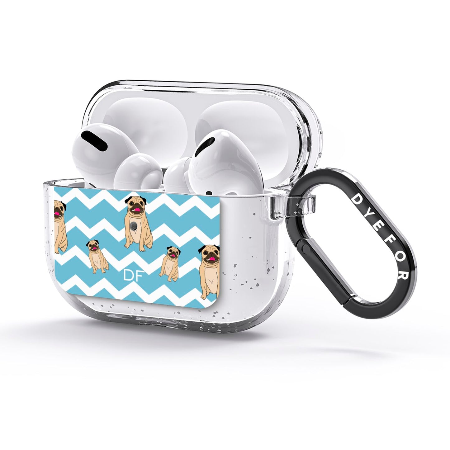 Personalised Pug Initials AirPods Glitter Case 3rd Gen Side Image