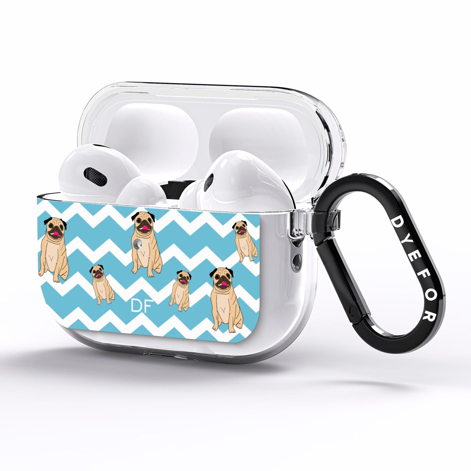 Personalised Pug Initials AirPods Pro Clear Case Side Image