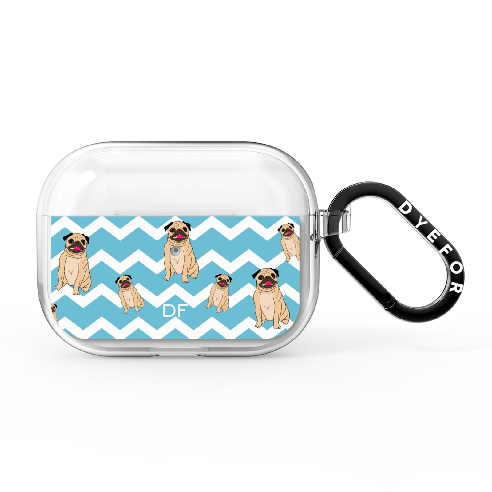 Personalised Pug Initials AirPods Pro Clear Case