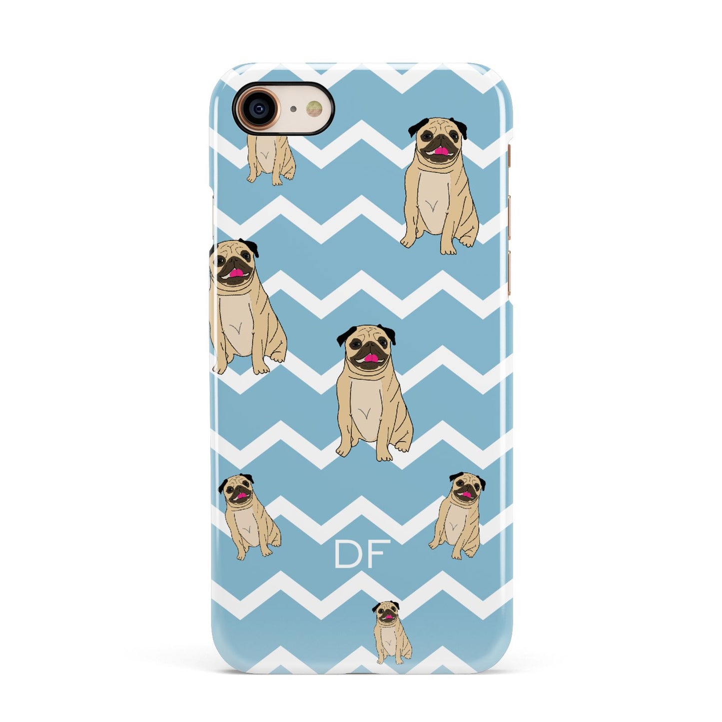 Personalised Pug Initials Apple iPhone 7 8 3D Snap Case