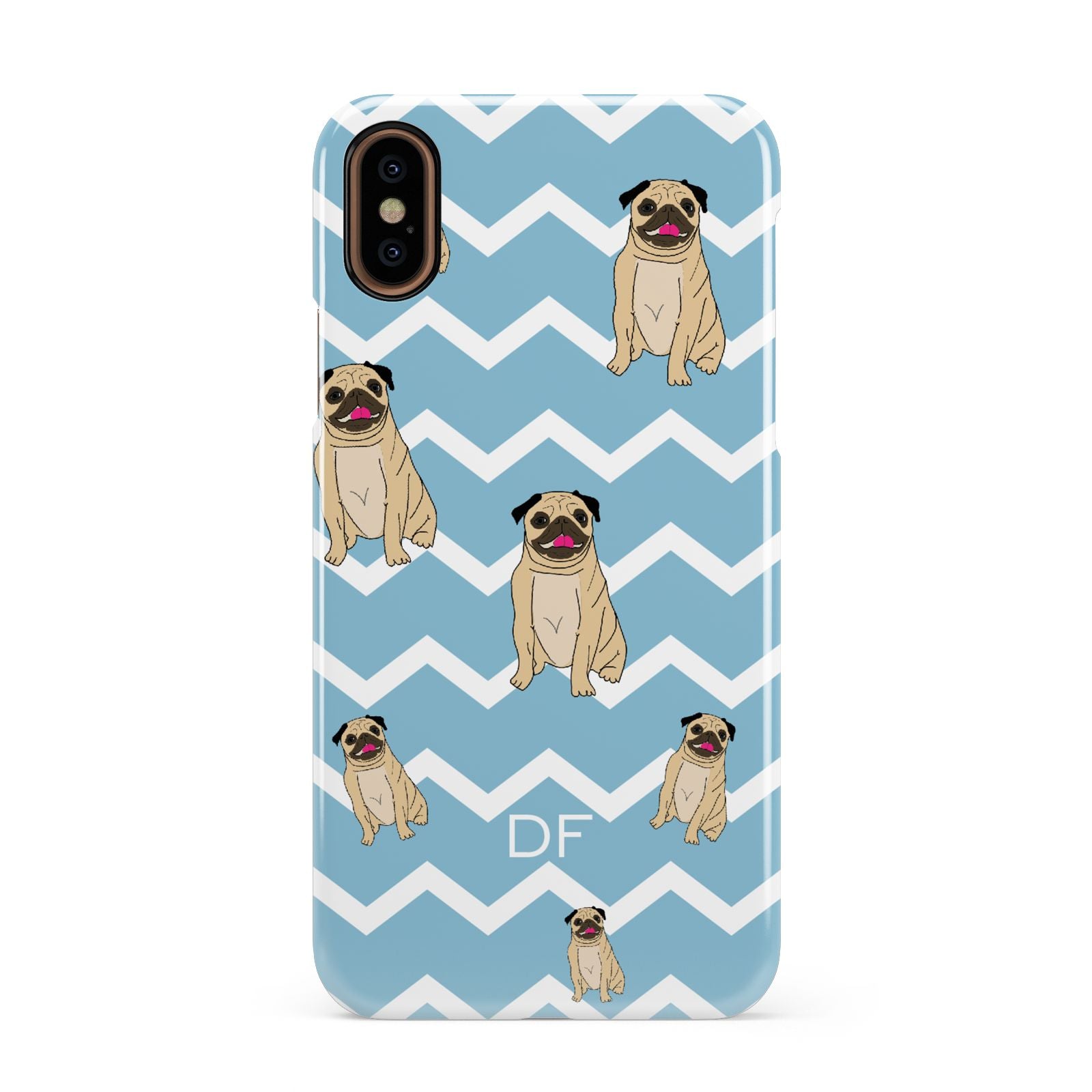 Personalised Pug Initials Apple iPhone XS 3D Snap Case