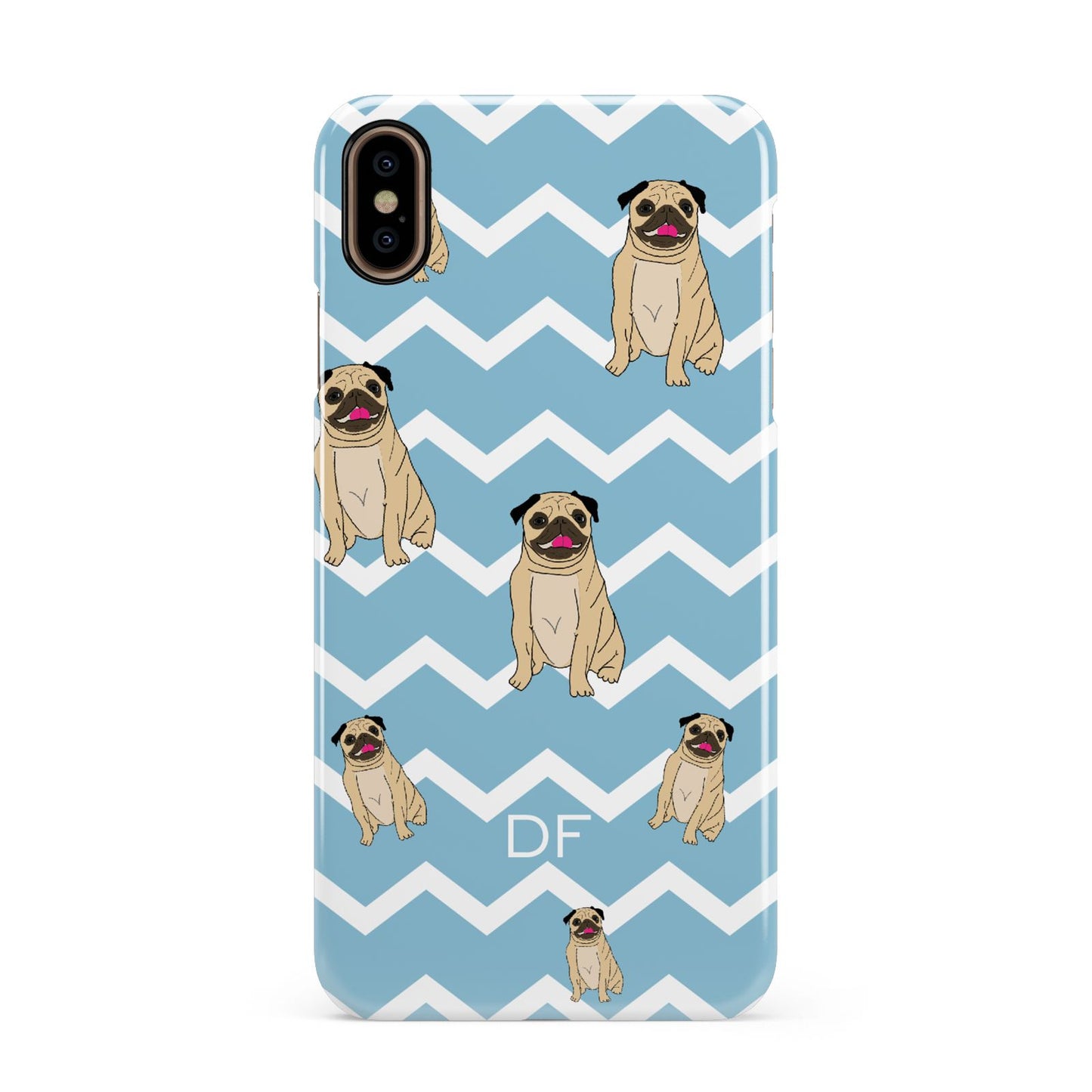 Personalised Pug Initials Apple iPhone Xs Max 3D Snap Case