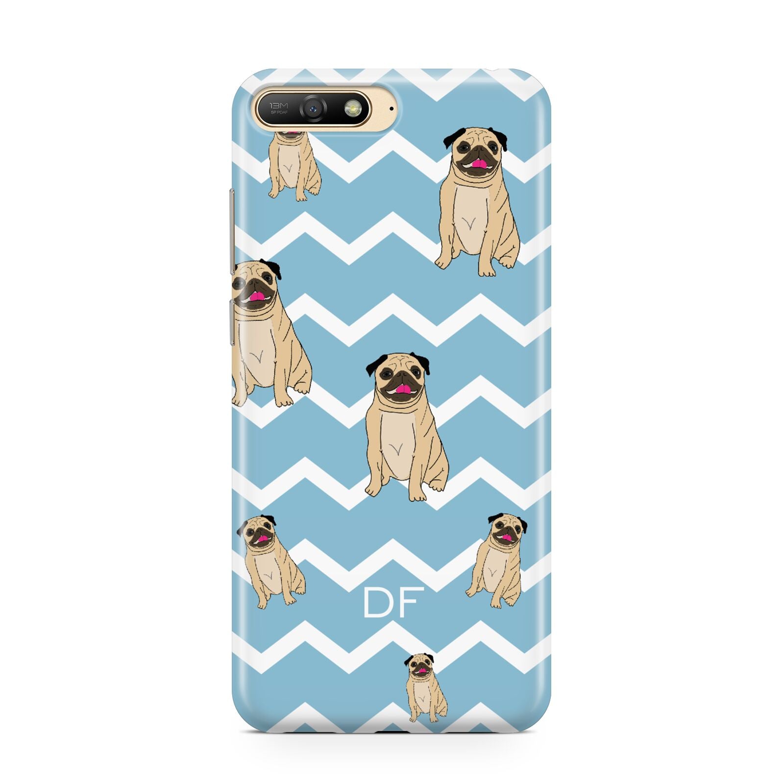 Personalised Pug Initials Huawei Y6 2018