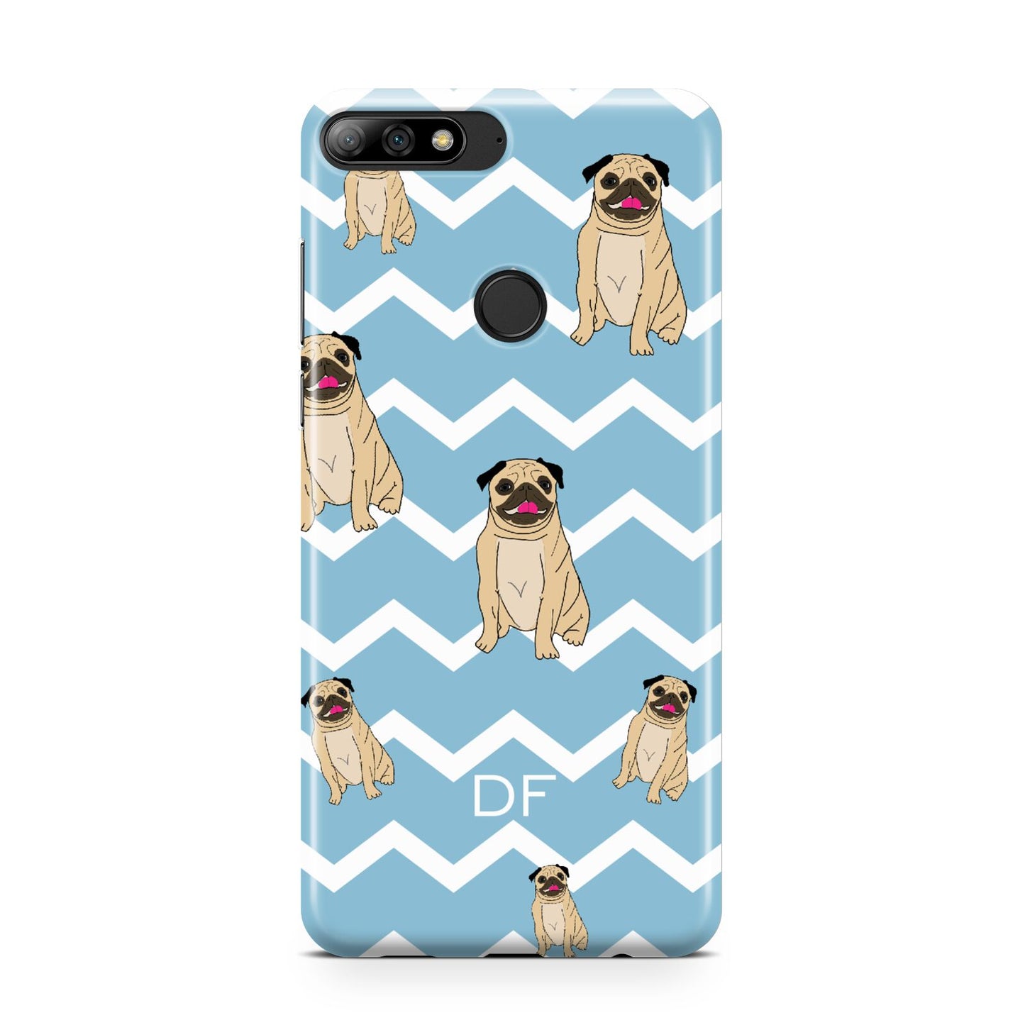 Personalised Pug Initials Huawei Y7 2018