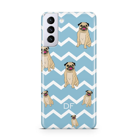 Personalised Pug Initials Samsung S21 Plus Phone Case