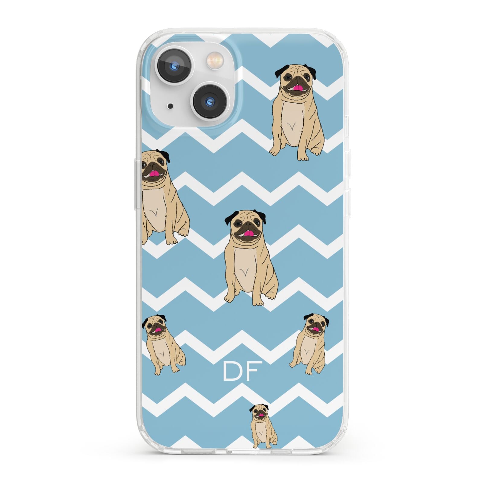 Personalised Pug Initials iPhone 13 Clear Bumper Case