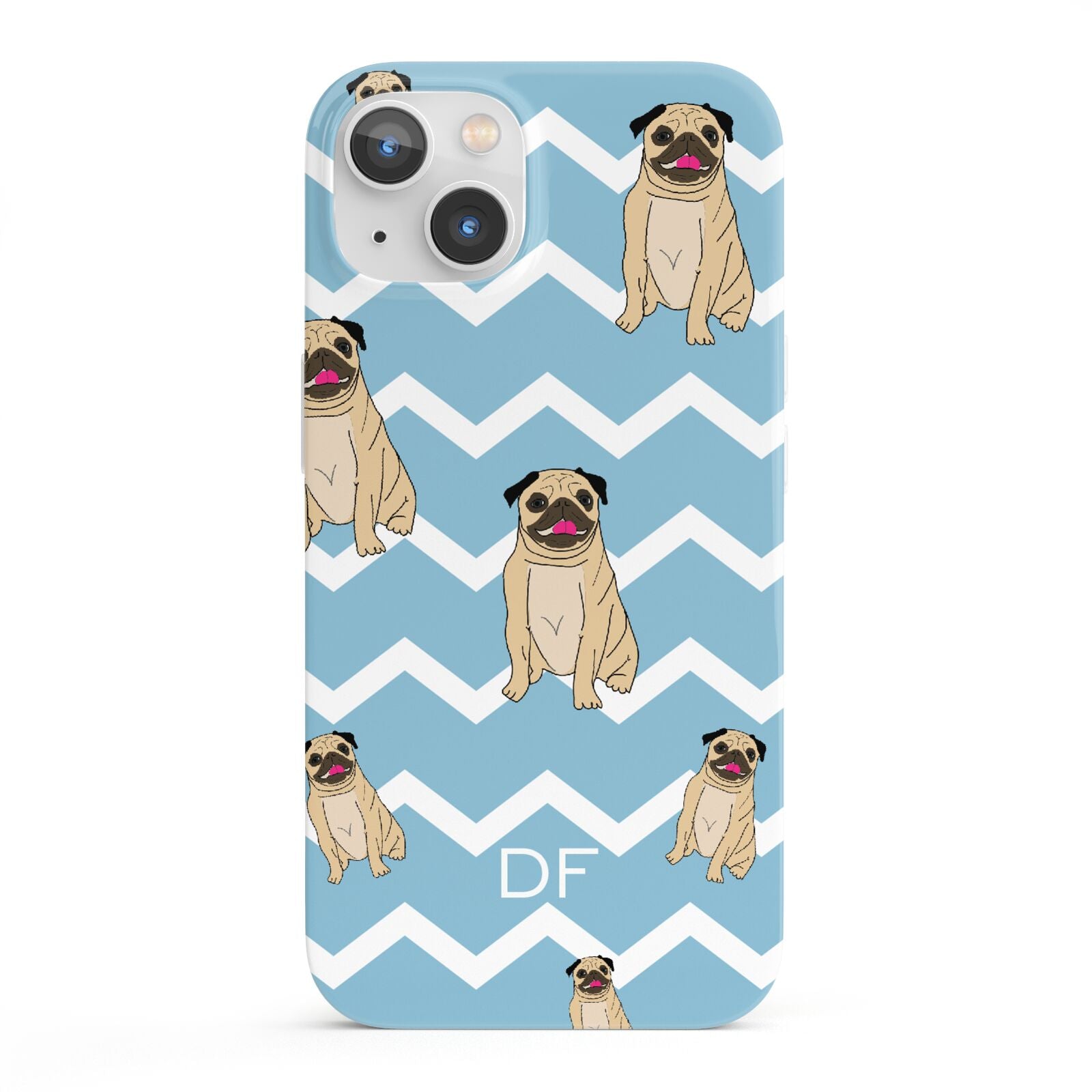 Personalised Pug Initials iPhone 13 Full Wrap 3D Snap Case