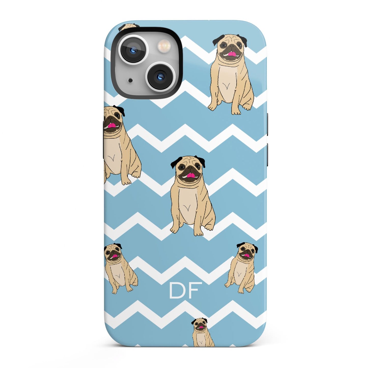 Personalised Pug Initials iPhone 13 Full Wrap 3D Tough Case