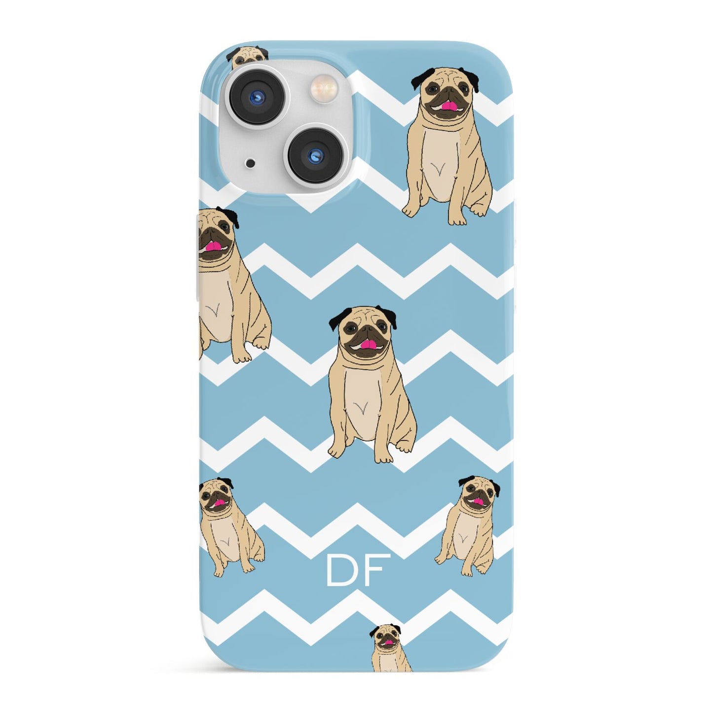 Personalised Pug Initials iPhone 13 Mini Full Wrap 3D Snap Case