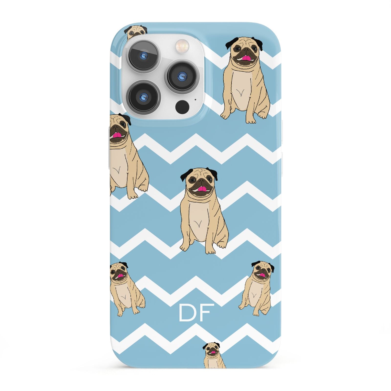 Personalised Pug Initials iPhone 13 Pro Full Wrap 3D Snap Case