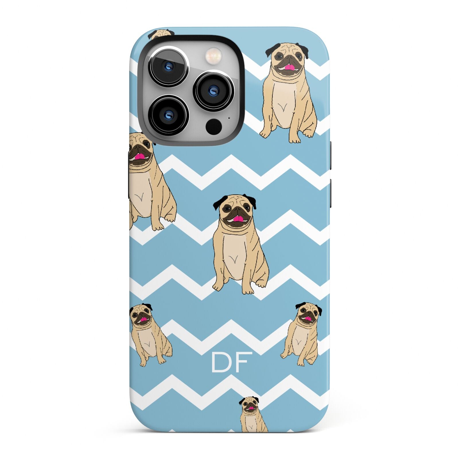 Personalised Pug Initials iPhone 13 Pro Full Wrap 3D Tough Case