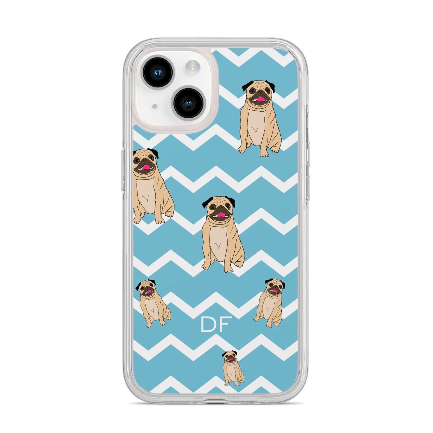 Personalised Pug Initials iPhone 14 Clear Tough Case Starlight