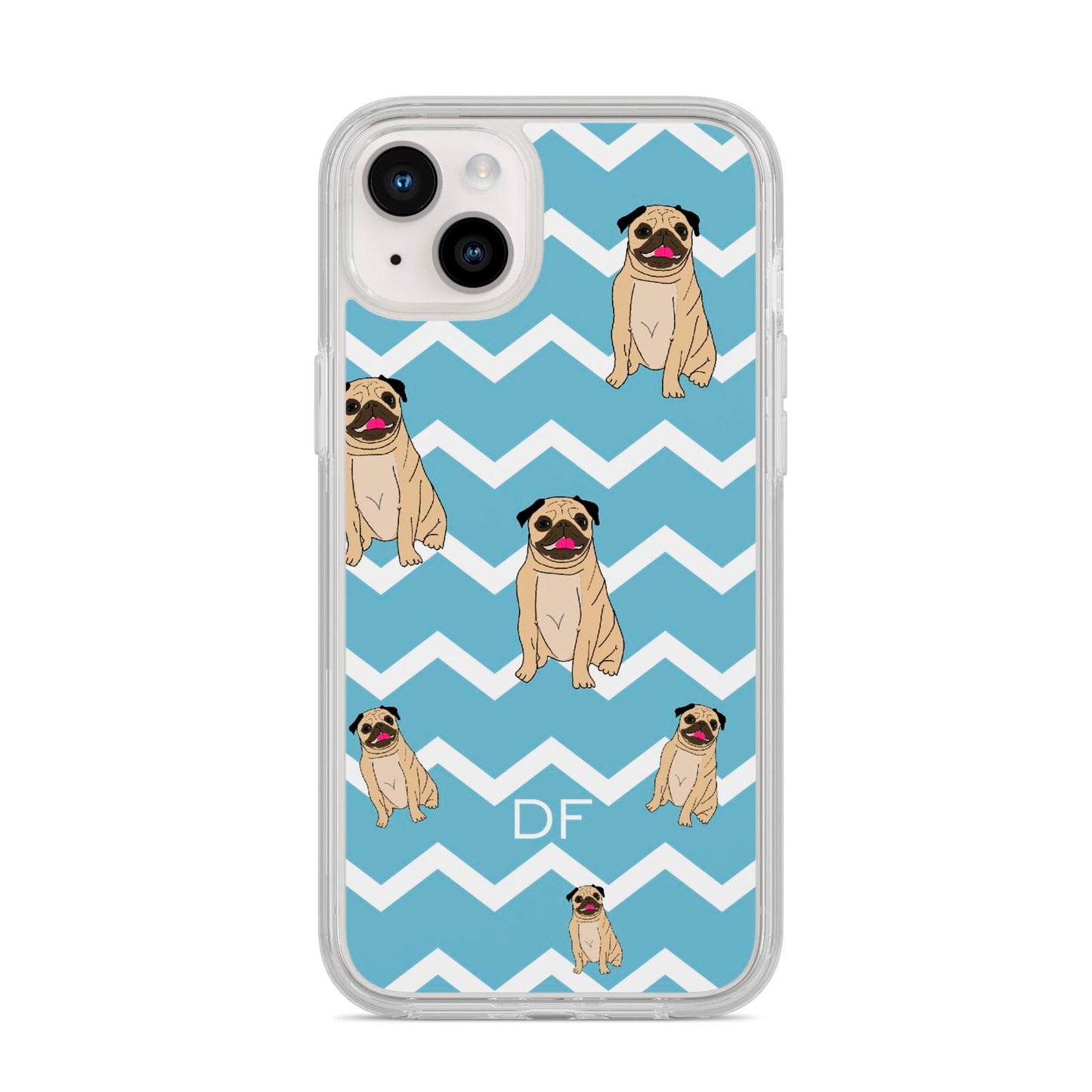 Personalised Pug Initials iPhone 14 Plus Clear Tough Case Starlight