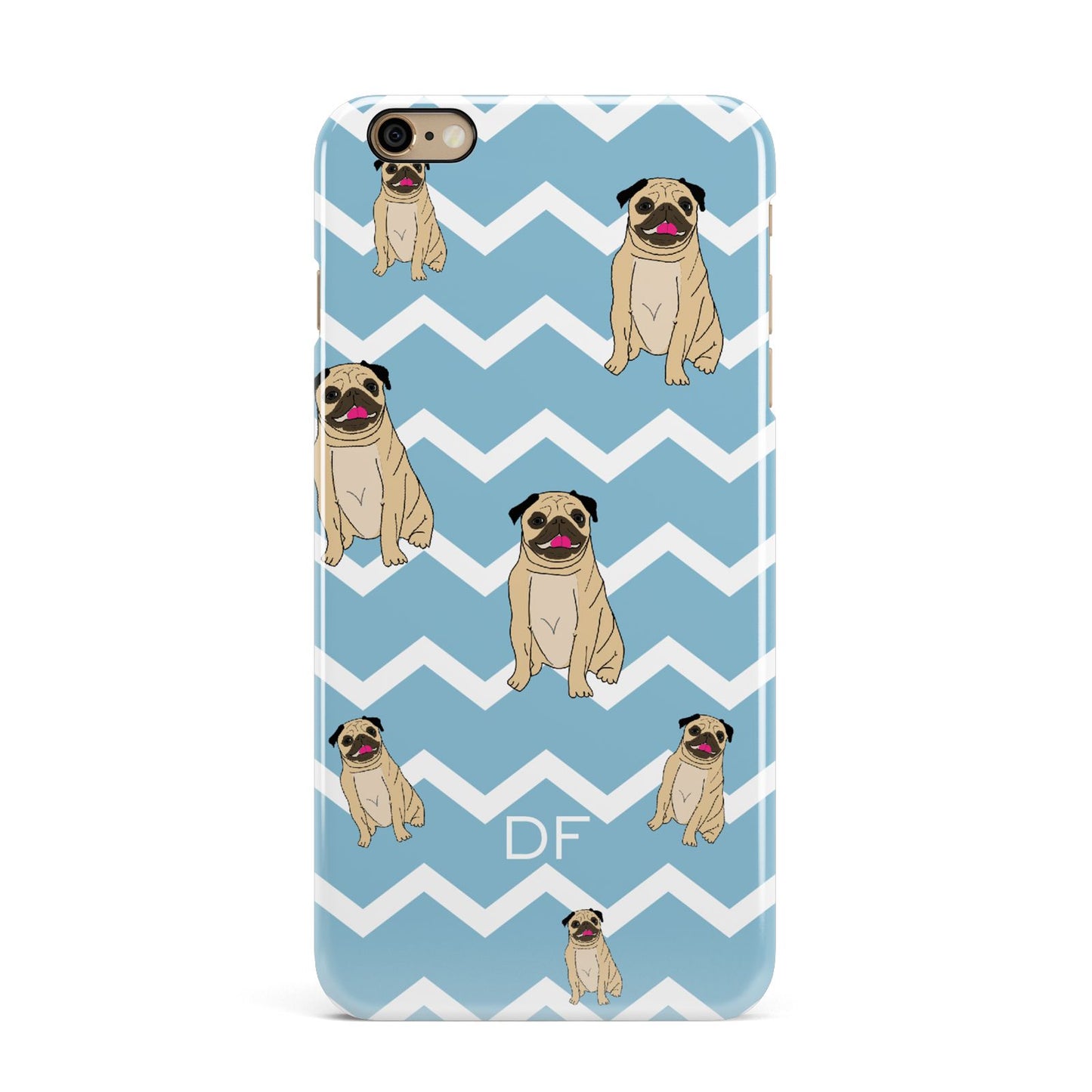 Personalised Pug Initials iPhone 6 Plus 3D Snap Case on Gold Phone