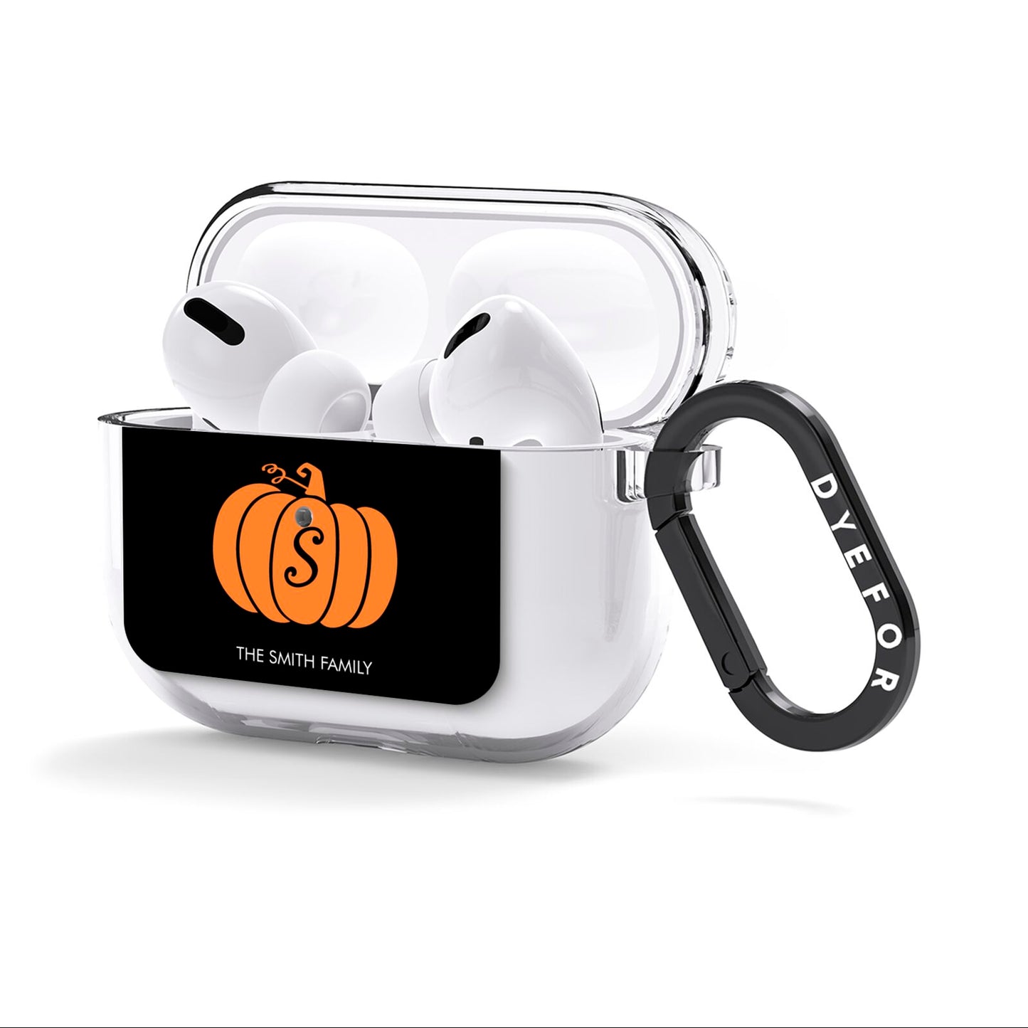 Personalised Pumpkin AirPods Clear Case 3rd Gen Side Image