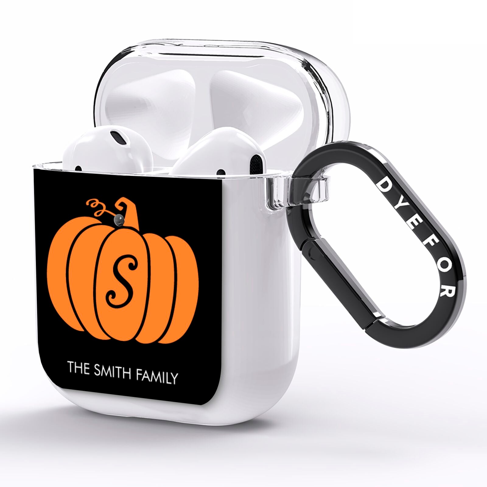 Personalised Pumpkin AirPods Clear Case Side Image