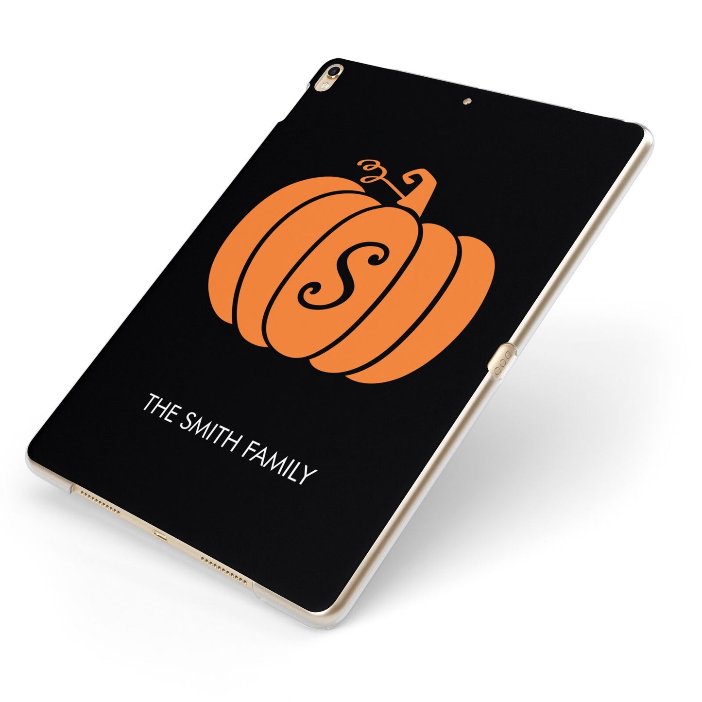 Personalised Pumpkin Apple iPad Case on Gold iPad Side View